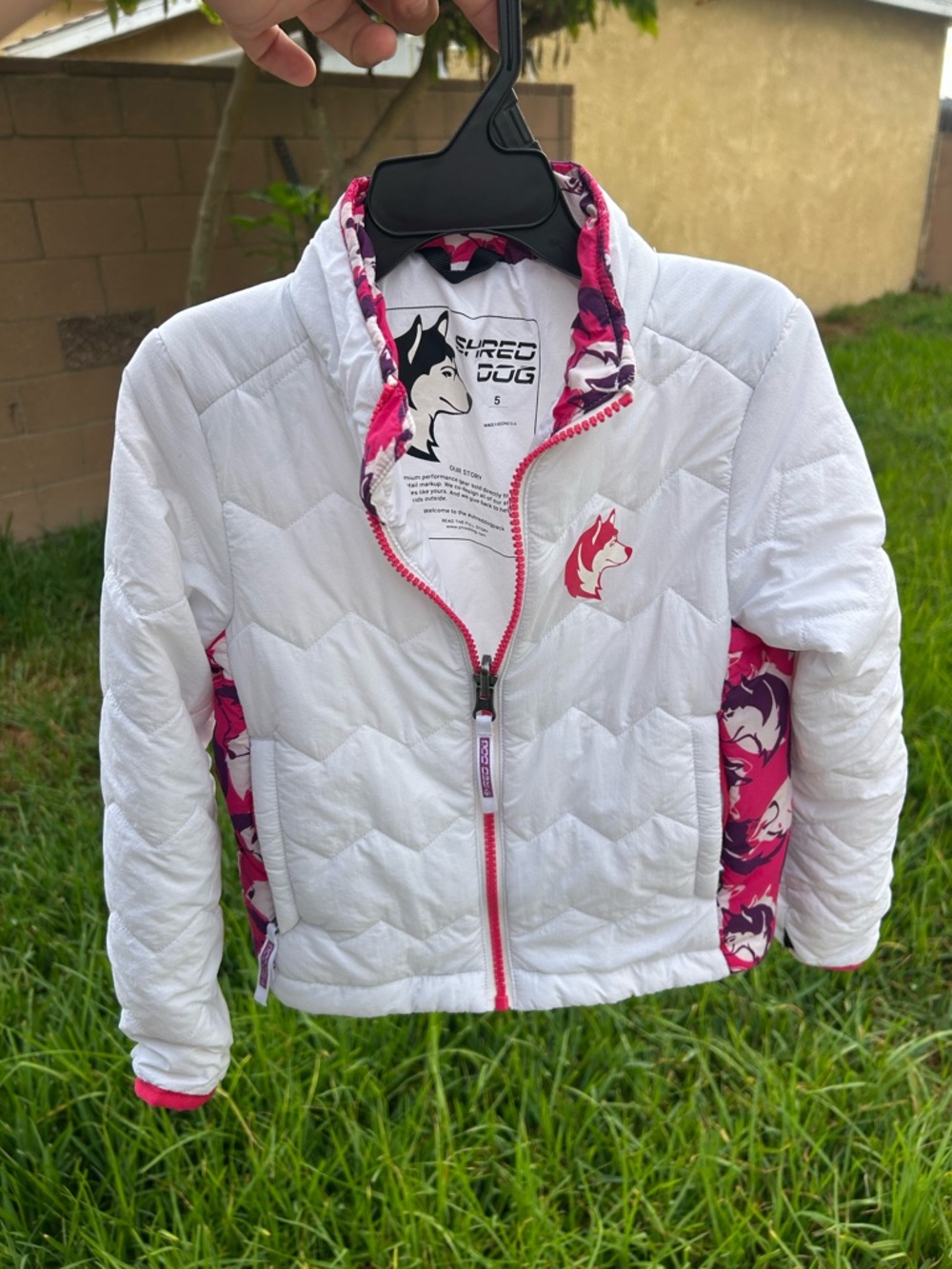Girls' White & Pink Reversible Puffer Jacket